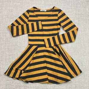 GGOOLBUKJI Girls Striped Mini Dress in Yellow & Black Size Small *MADE IN KOREA*
